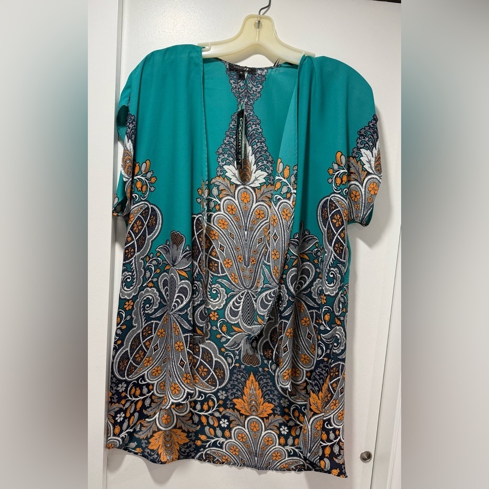 PAPERMOON Womens Teal Green Caputo Kimono Size M - Picture 3 of 10
